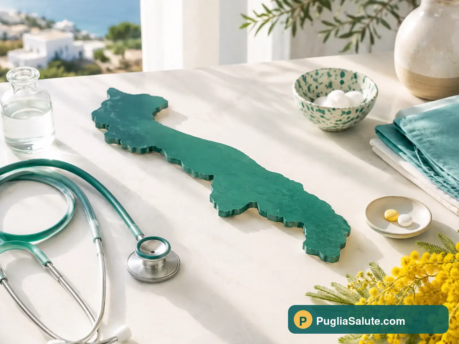 Composizione sanitaria ispirata alla Puglia con stetoscopio